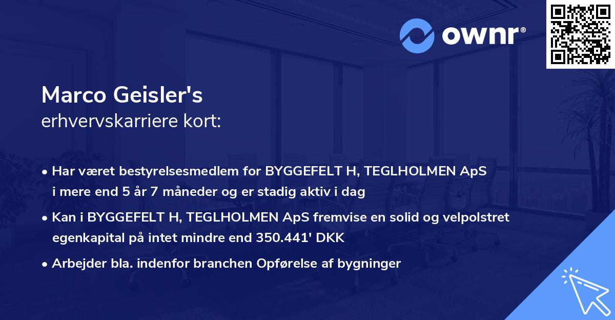 Marco Geisler's erhvervskarriere kort