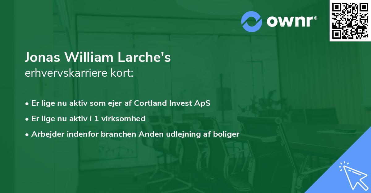 Jonas William Larche's erhvervskarriere kort