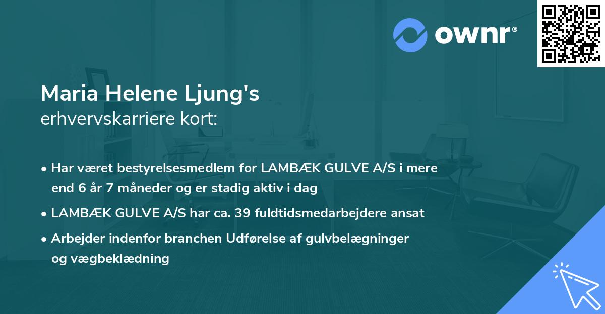 Maria Helene Ljung's erhvervskarriere kort