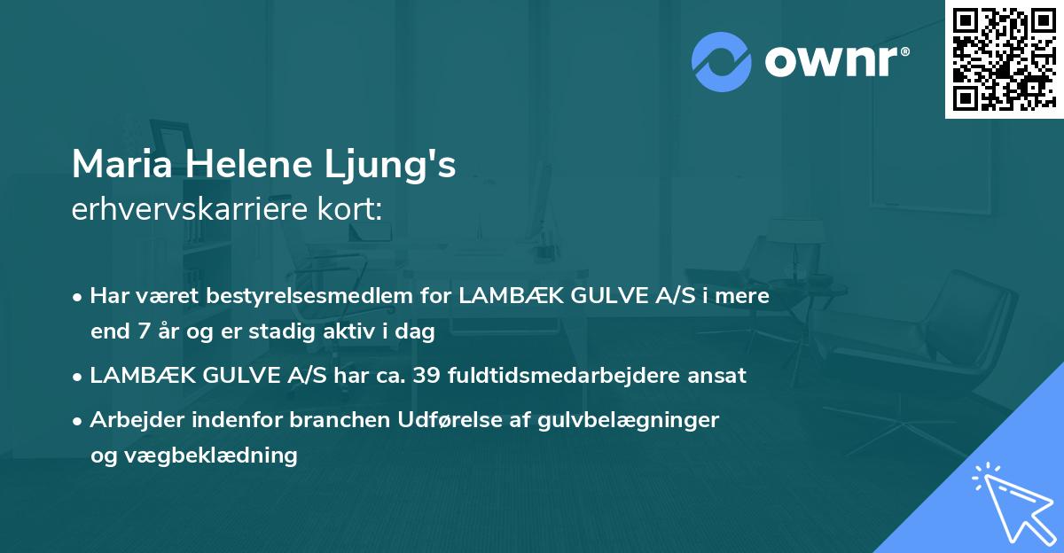 Maria Helene Ljung's erhvervskarriere kort