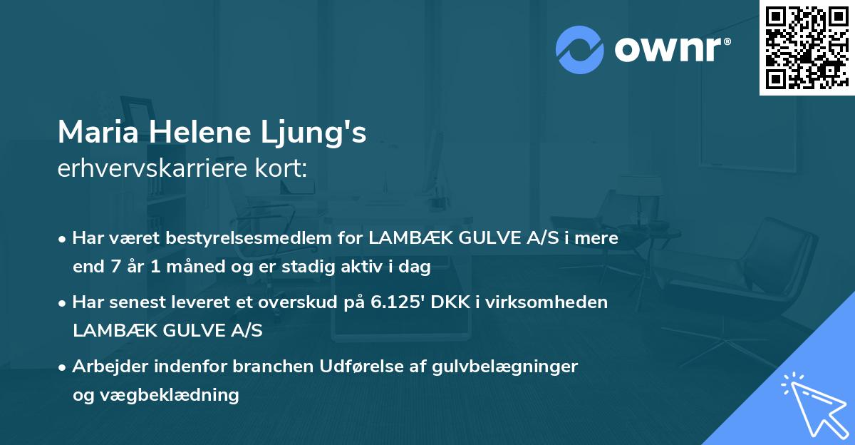 Maria Helene Ljung's erhvervskarriere kort