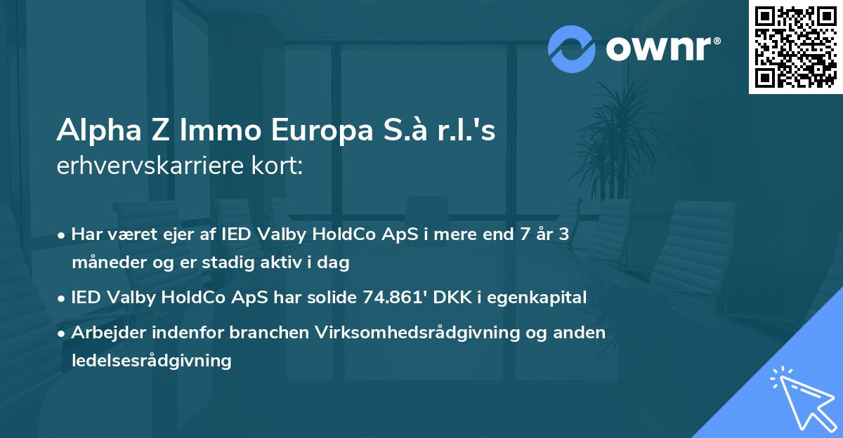 Alpha Z Immo Europa S.à r.l.'s erhvervskarriere kort