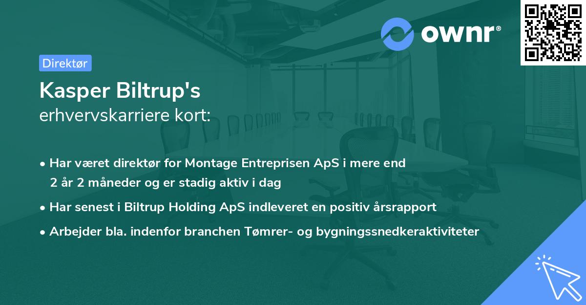 Kasper Biltrup's erhvervskarriere kort