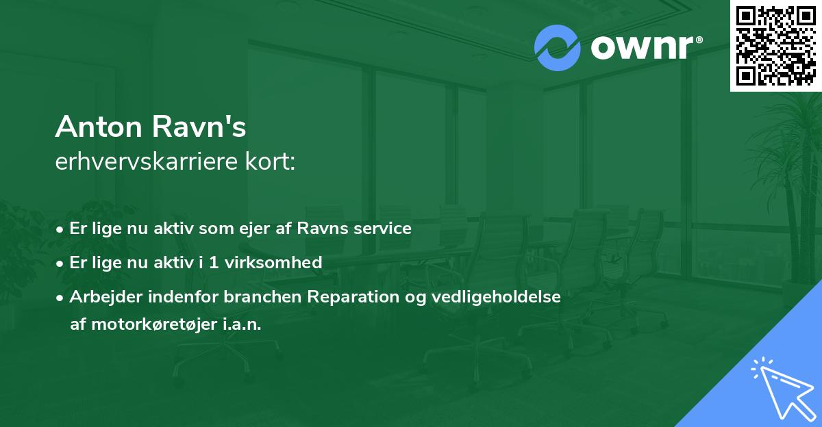 Anton Ravn's erhvervskarriere kort
