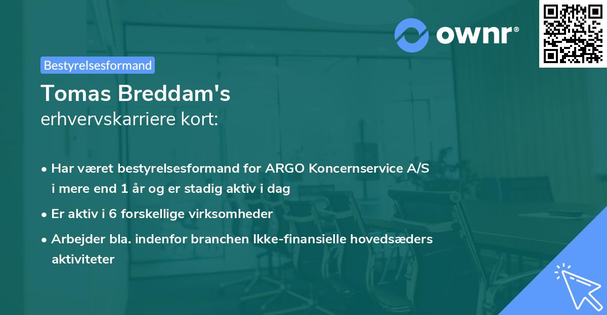 Tomas Breddam's erhvervskarriere kort