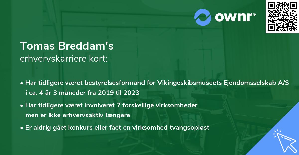 Tomas Breddam's erhvervskarriere kort