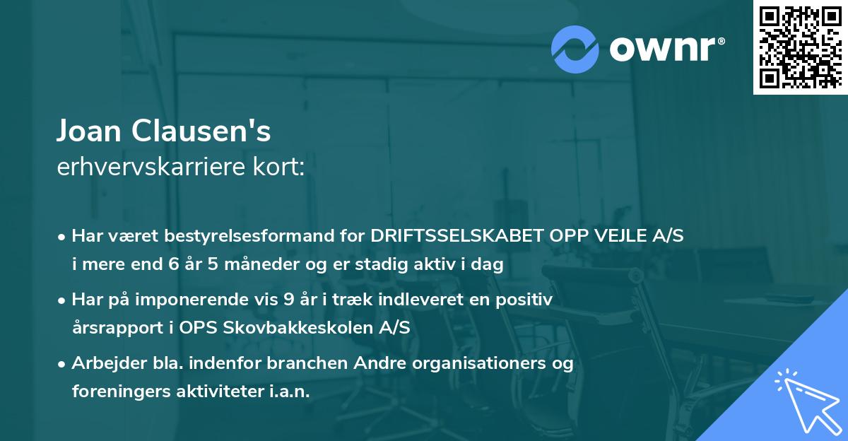Joan Clausen's erhvervskarriere kort