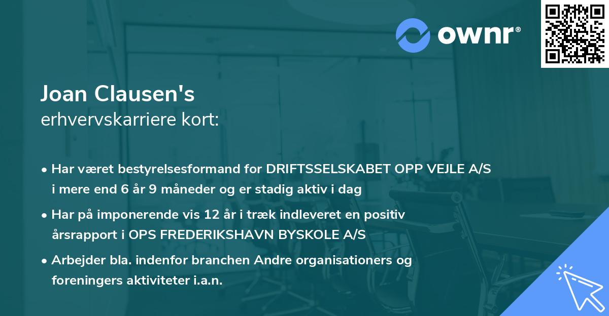 Joan Clausen's erhvervskarriere kort