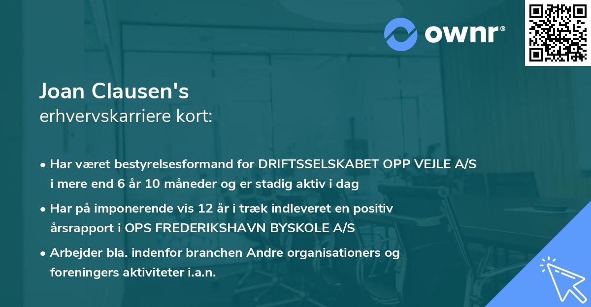 Joan Clausen's erhvervskarriere kort