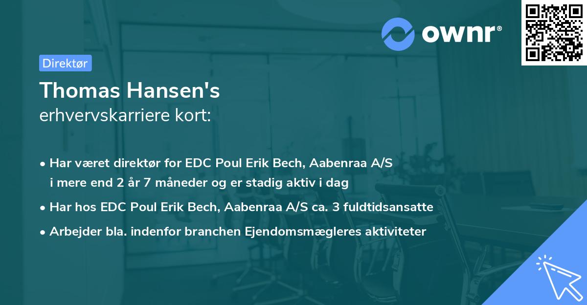 Thomas Hansen's erhvervskarriere kort