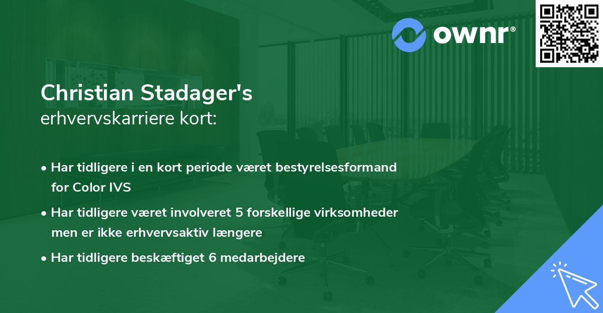 Christian Stadager's erhvervskarriere kort