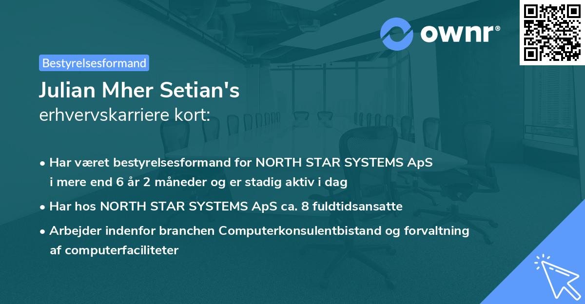 Julian Mher Setian's erhvervskarriere kort