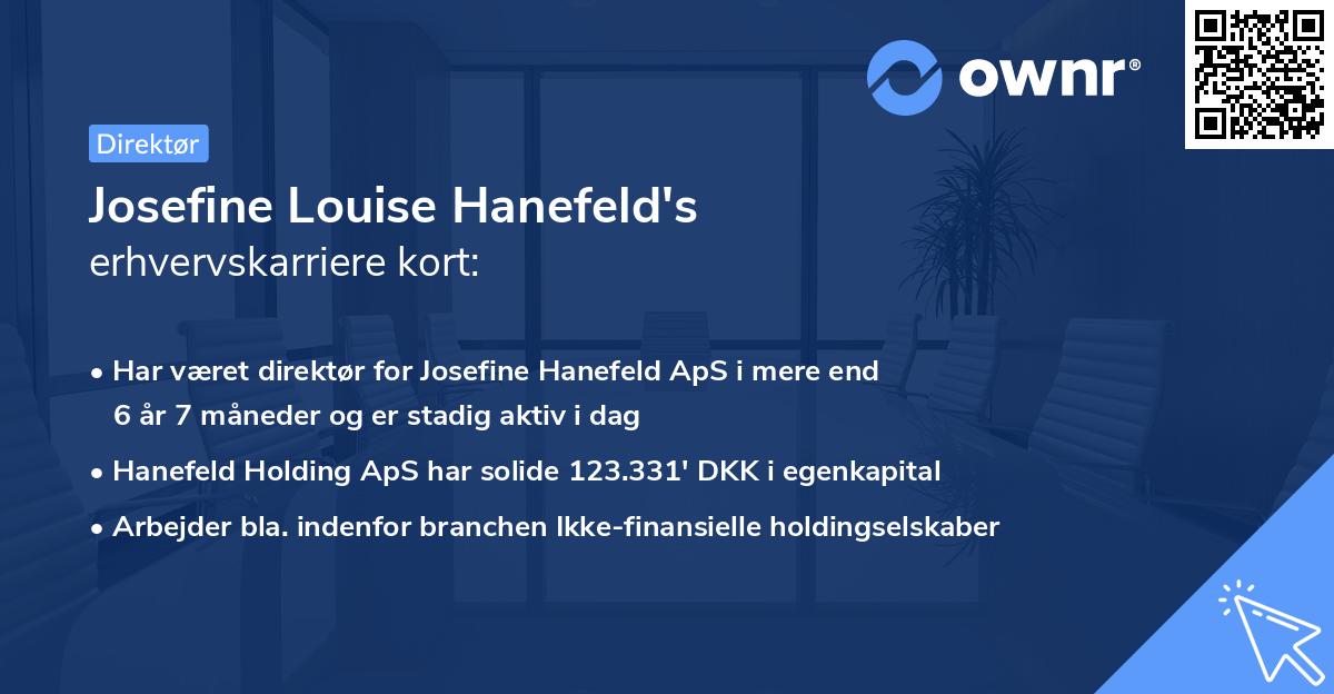 Josefine Louise Hanefeld's erhvervskarriere kort