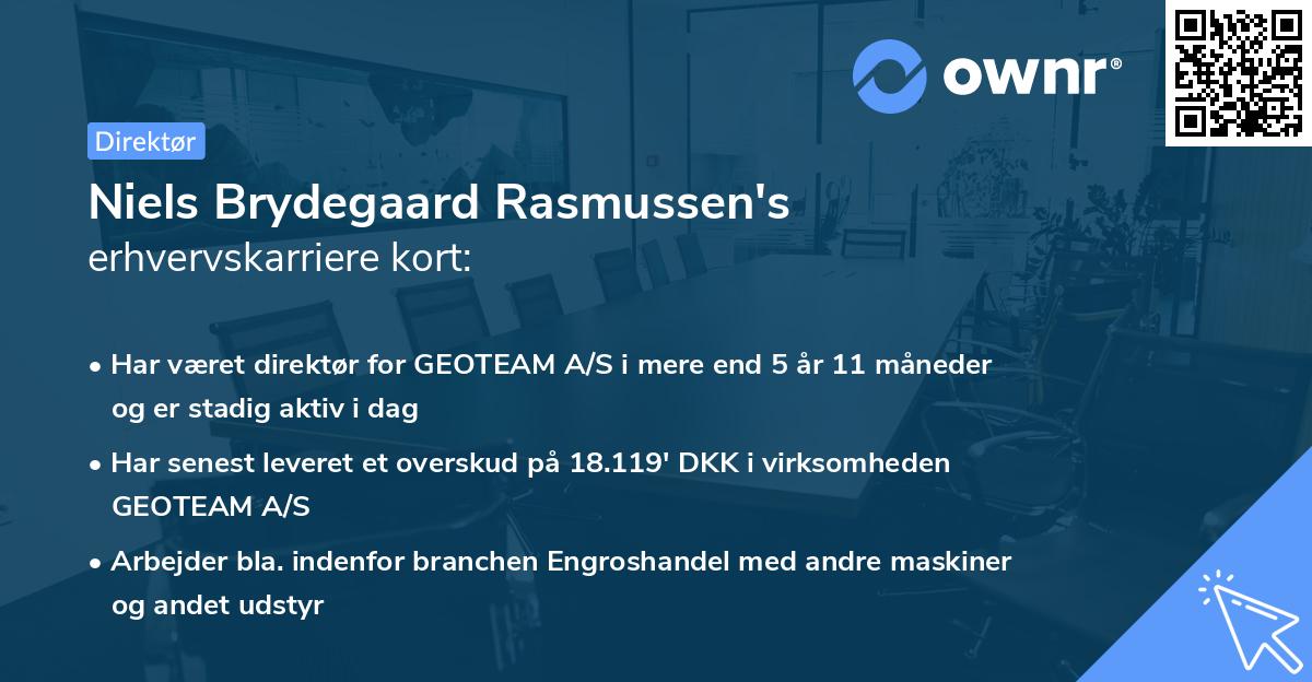 Niels Brydegaard Rasmussen's erhvervskarriere kort