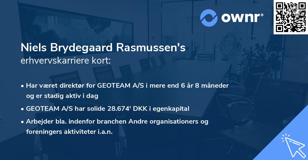 Niels Brydegaard Rasmussen's erhvervskarriere kort