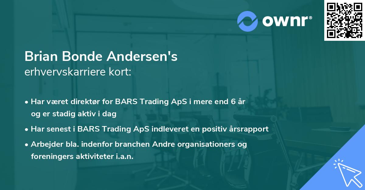Brian Bonde Andersen's erhvervskarriere kort
