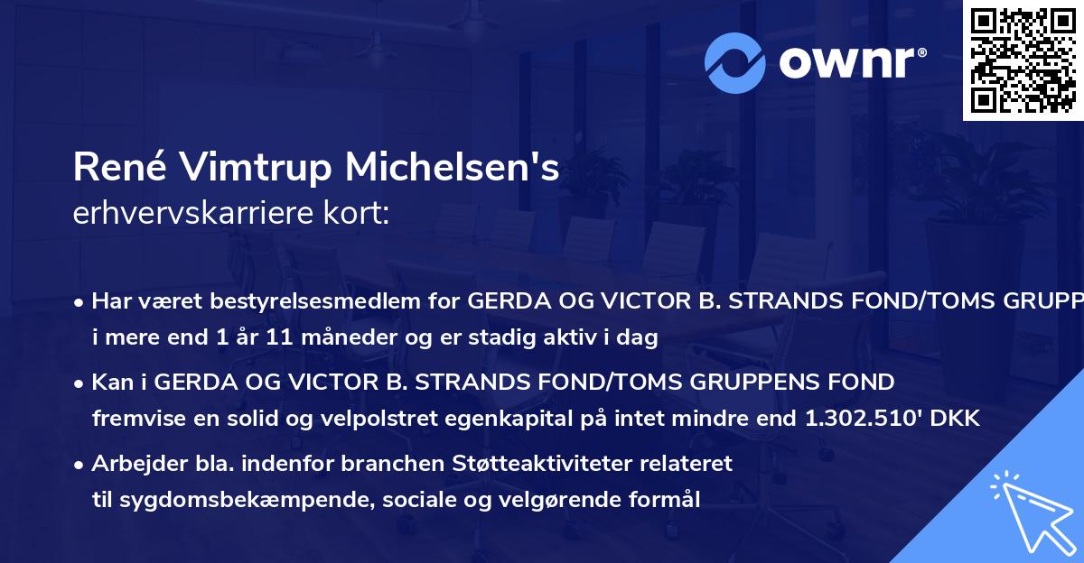 René Vimtrup Michelsen's erhvervskarriere kort