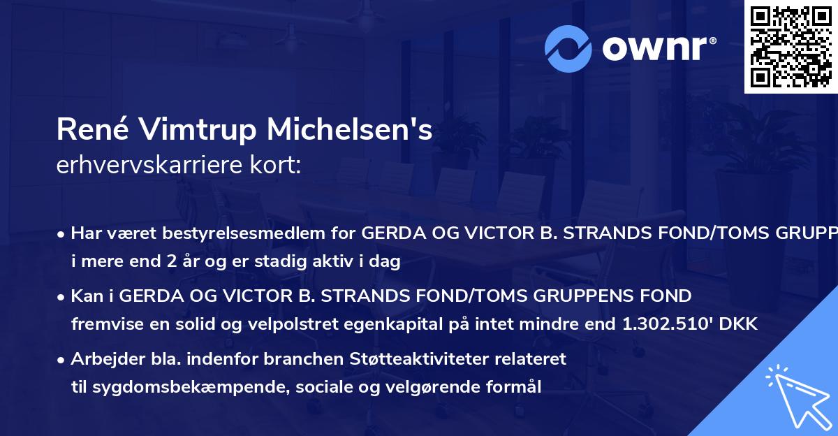 René Vimtrup Michelsen's erhvervskarriere kort