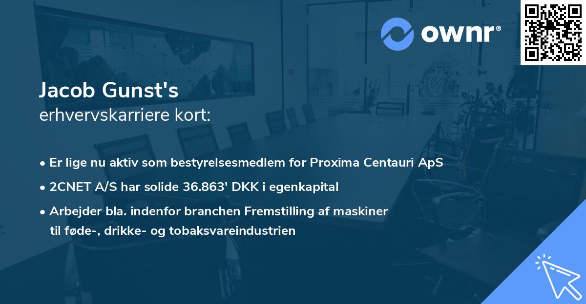 Jacob Gunst's erhvervskarriere kort