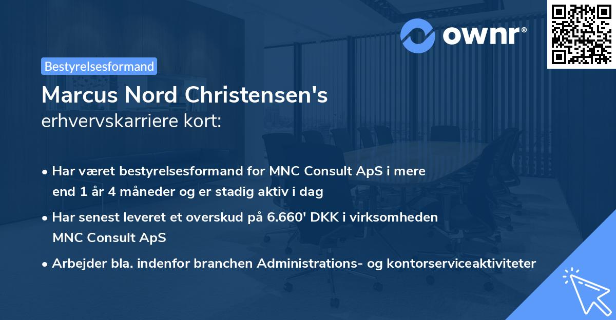 Marcus Nord Christensen's erhvervskarriere kort