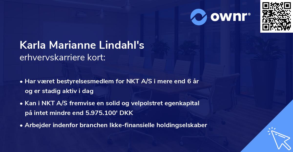 Karla Marianne Lindahl's erhvervskarriere kort