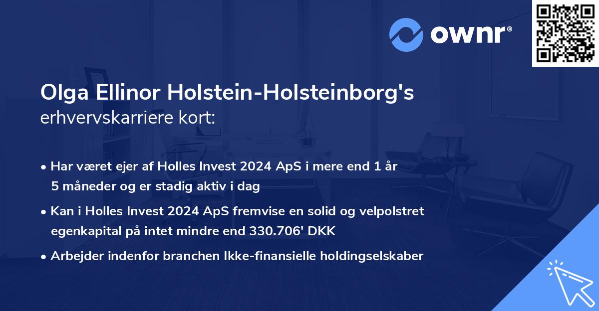 Olga Ellinor Holstein-Holsteinborg's erhvervskarriere kort