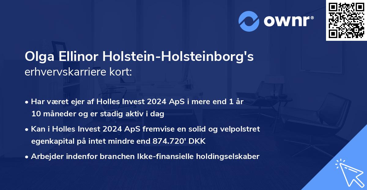 Olga Ellinor Holstein-Holsteinborg's erhvervskarriere kort