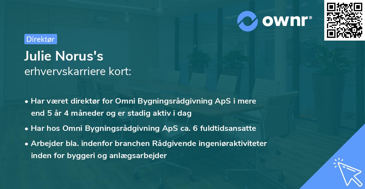 Julie Norus's erhvervskarriere kort
