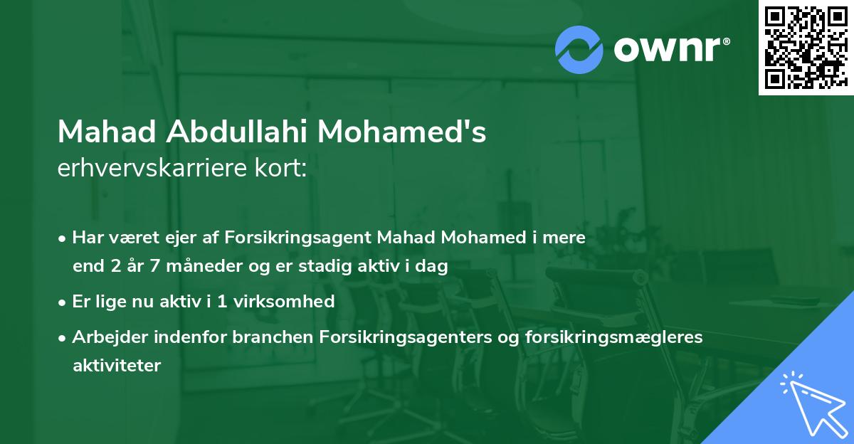 Mahad Abdullahi Mohamed's erhvervskarriere kort