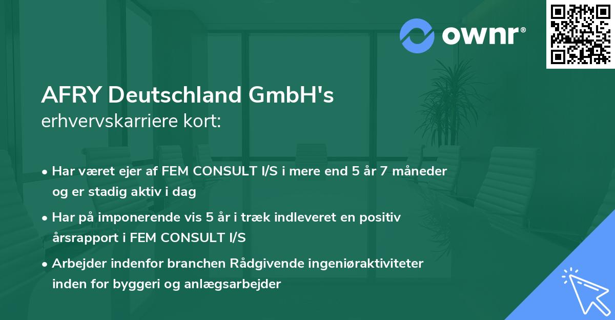 AFRY Deutschland GmbH's erhvervskarriere kort