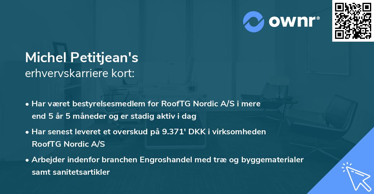 Michel Petitjean's erhvervskarriere kort