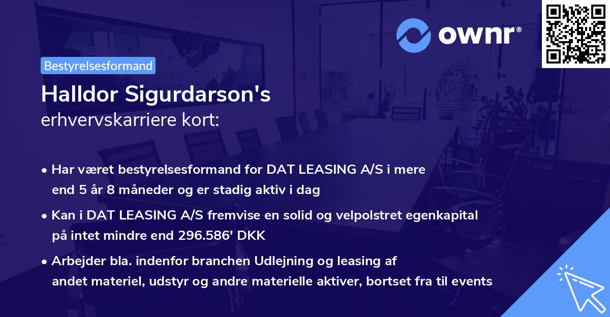 Halldor Sigurdarson's erhvervskarriere kort