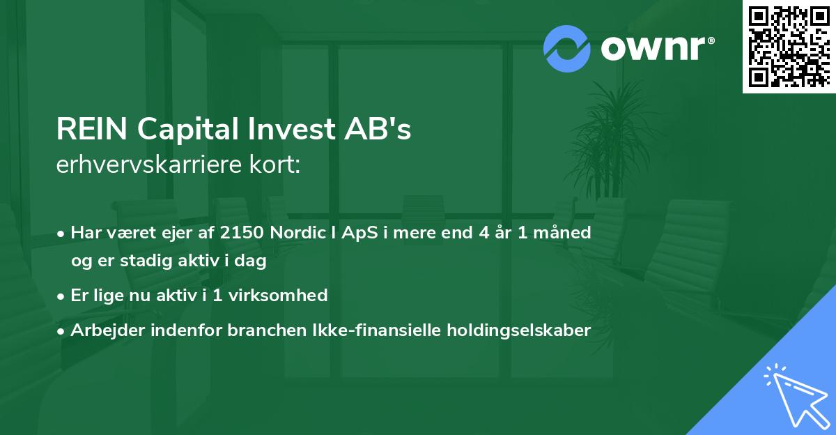 REIN Capital Invest AB's erhvervskarriere kort