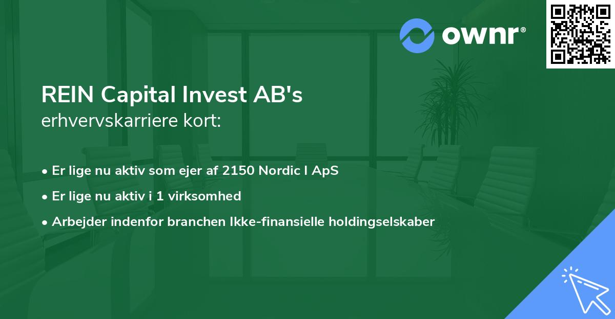 REIN Capital Invest AB's erhvervskarriere kort
