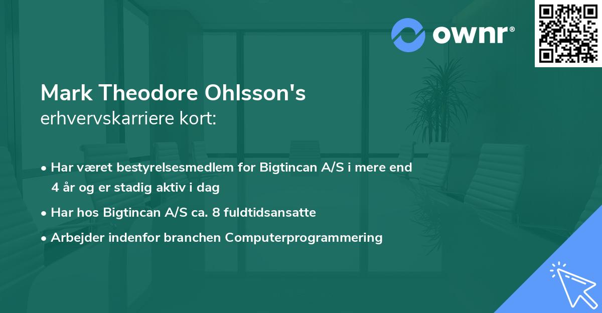 Mark Theodore Ohlsson's erhvervskarriere kort