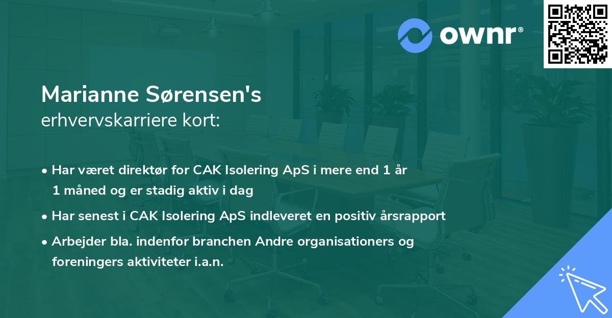 Marianne Sørensen's erhvervskarriere kort