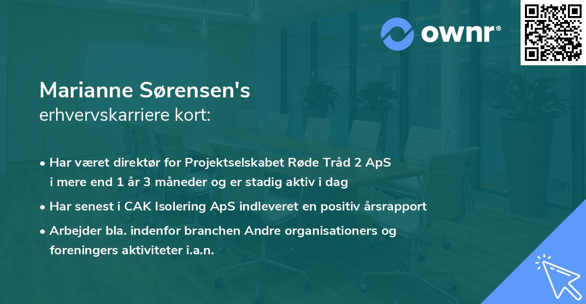 Marianne Sørensen's erhvervskarriere kort