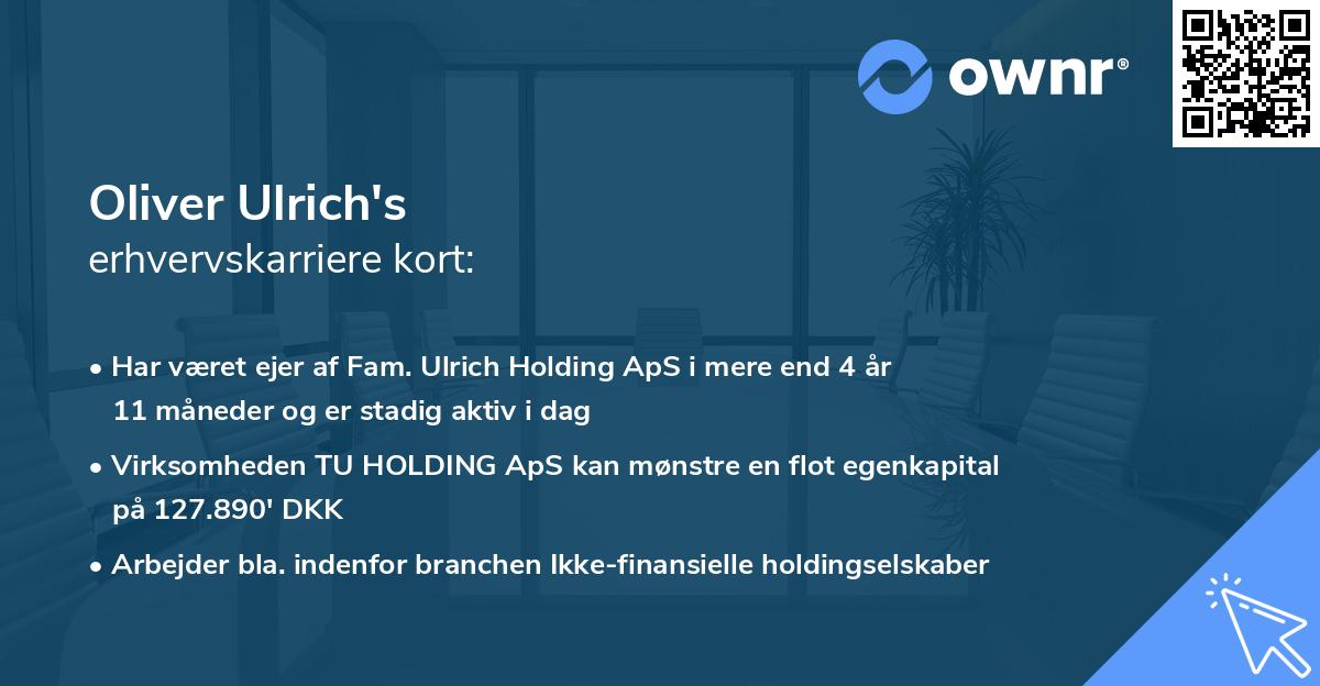 Oliver Ulrich's erhvervskarriere kort