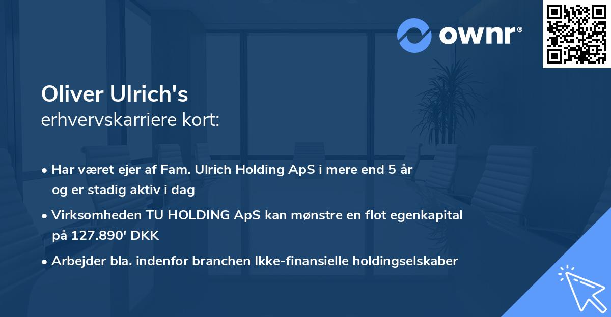 Oliver Ulrich's erhvervskarriere kort