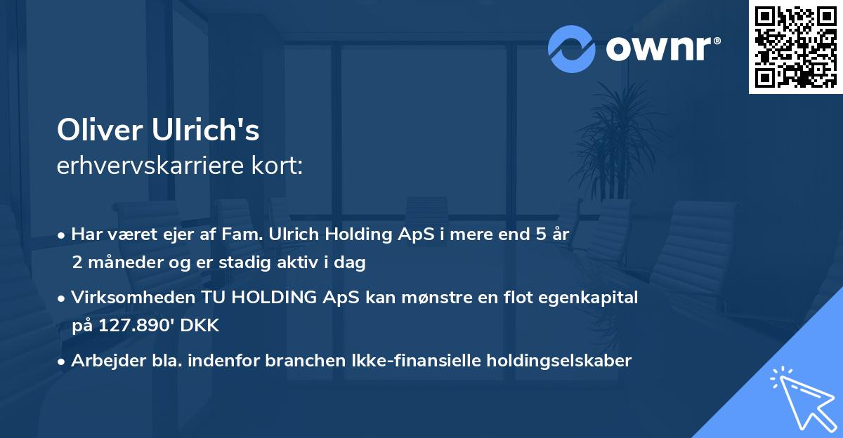Oliver Ulrich's erhvervskarriere kort
