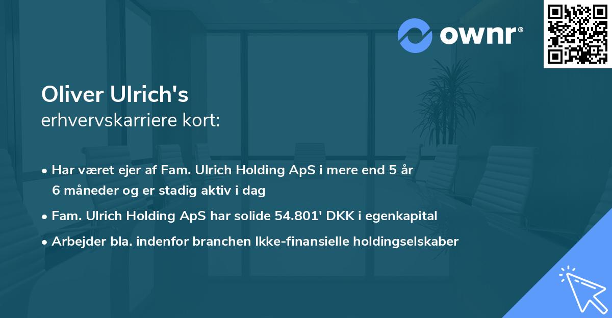 Oliver Ulrich's erhvervskarriere kort