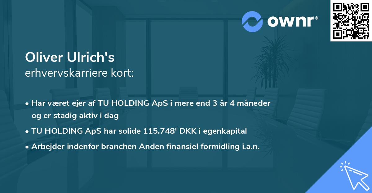 Oliver Ulrich's erhvervskarriere kort