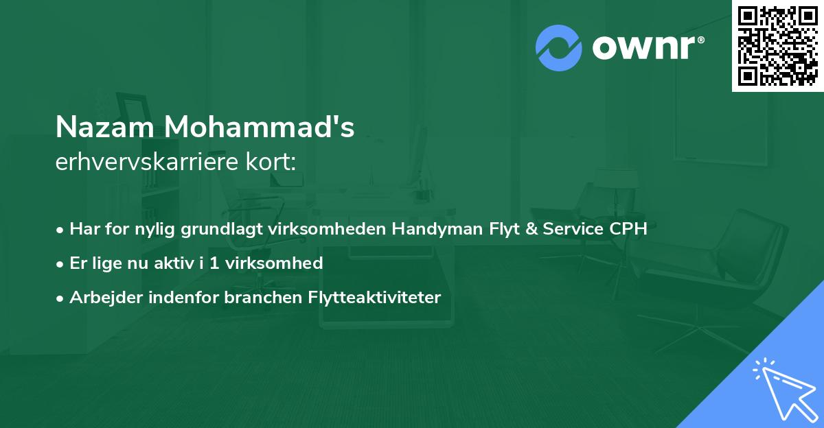 Nazam Mohammad's erhvervskarriere kort