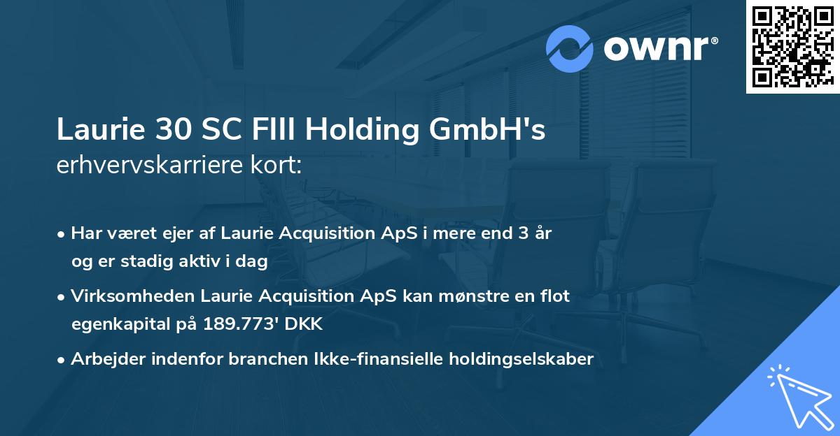 Laurie 30 SC FIII Holding GmbH's erhvervskarriere kort
