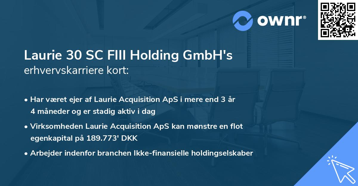 Laurie 30 SC FIII Holding GmbH's erhvervskarriere kort