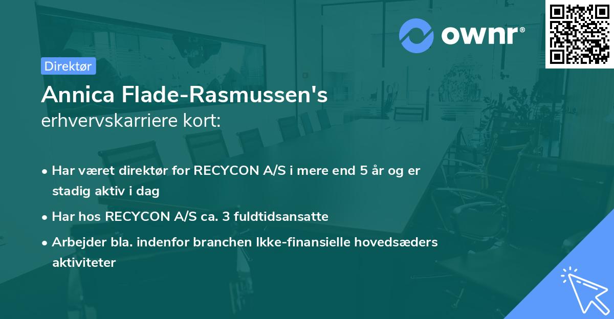 Annica Flade-Rasmussen's erhvervskarriere kort