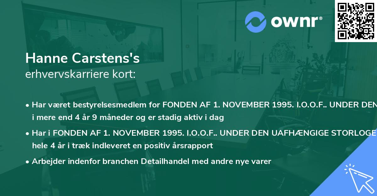Hanne Carstens's erhvervskarriere kort