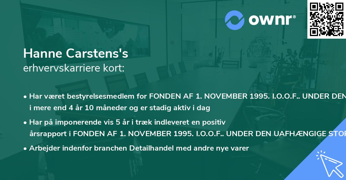 Hanne Carstens's erhvervskarriere kort
