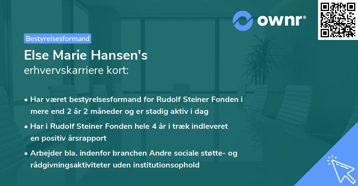 Else Marie Hansen's erhvervskarriere kort