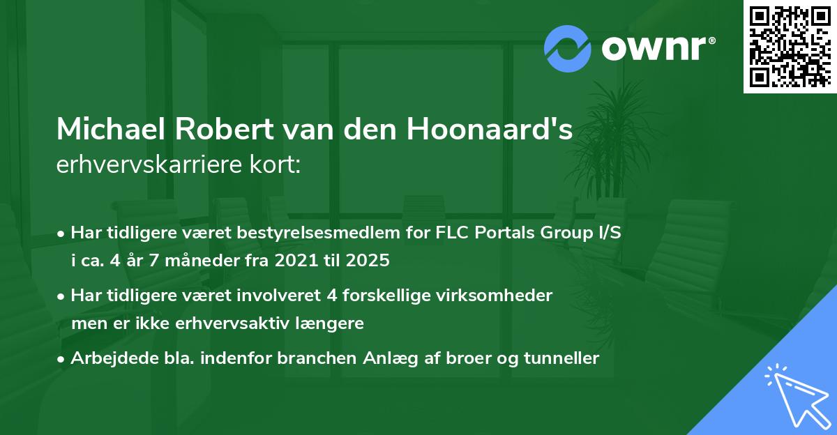 Michael Robert van den Hoonaard's erhvervskarriere kort